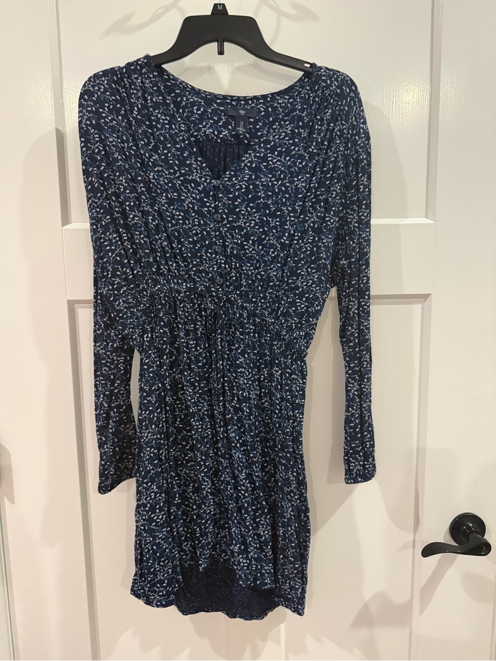 GAP Navy Blue Long-Sleeve Floral Print Dress